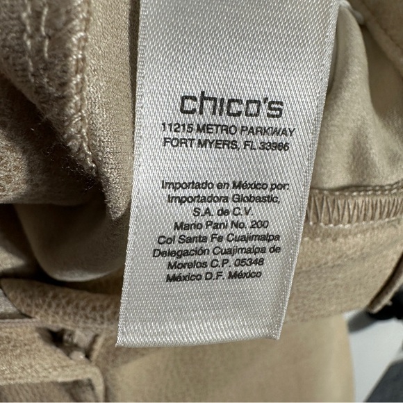Chico's size 2 (approx size 12 US) suede-feel beige pants, straight leg - Picture 10 of 13